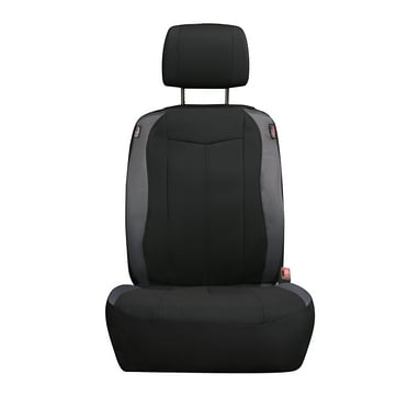 Genuine Dickies Black-Gray Vegan Leather Truck Seat Covers, 2-Piece Set