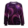 thumbnail image 7 of Simple Purple Ripple Women's Floral Printed Sweatshirt Long Sleeve Crewneck Casual Loose Vintage Graphic Pullover Tops, 7 of 7