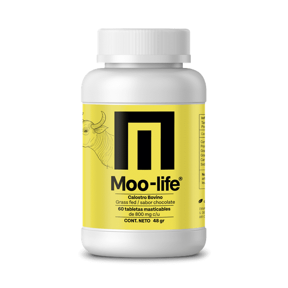 MOO-LIFE CALOSTRO BOVINO SABOR CHOCOLATE 800MG POR TABLETA MASTICABLE
