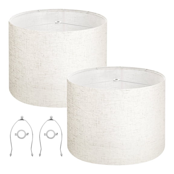 VEVOR Drum Lamp Shade 2 Set, 16 in Top x 16 in Bottom x 12 in High, Large Lampshade with Harp, Replacement Lamp Shade for Table Lamps Floor Lamps Pend