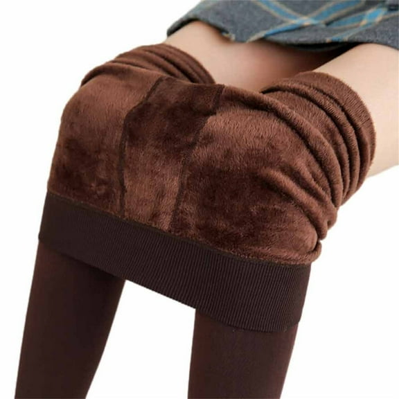 gakvov Winter Sherpa Fleece Lined Leggings for Womens High Waist Tights Stockings Perfect Legs Slim Fake Translucent Stretchy Fleece Pantyhose Classic Warming Thermal Tights Pants