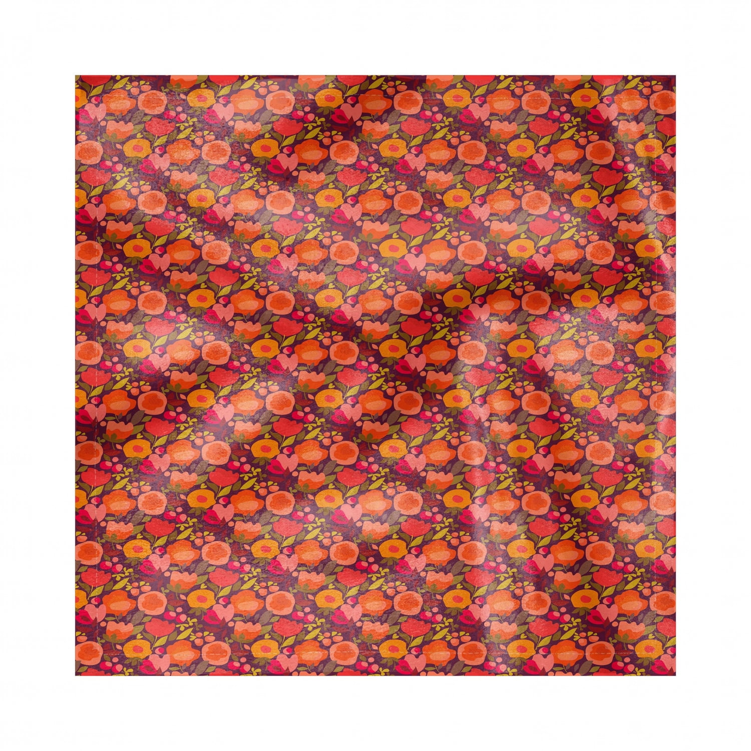 Burnt Orange Napkins Set of 4, Abstract Floral Pattern with Petals