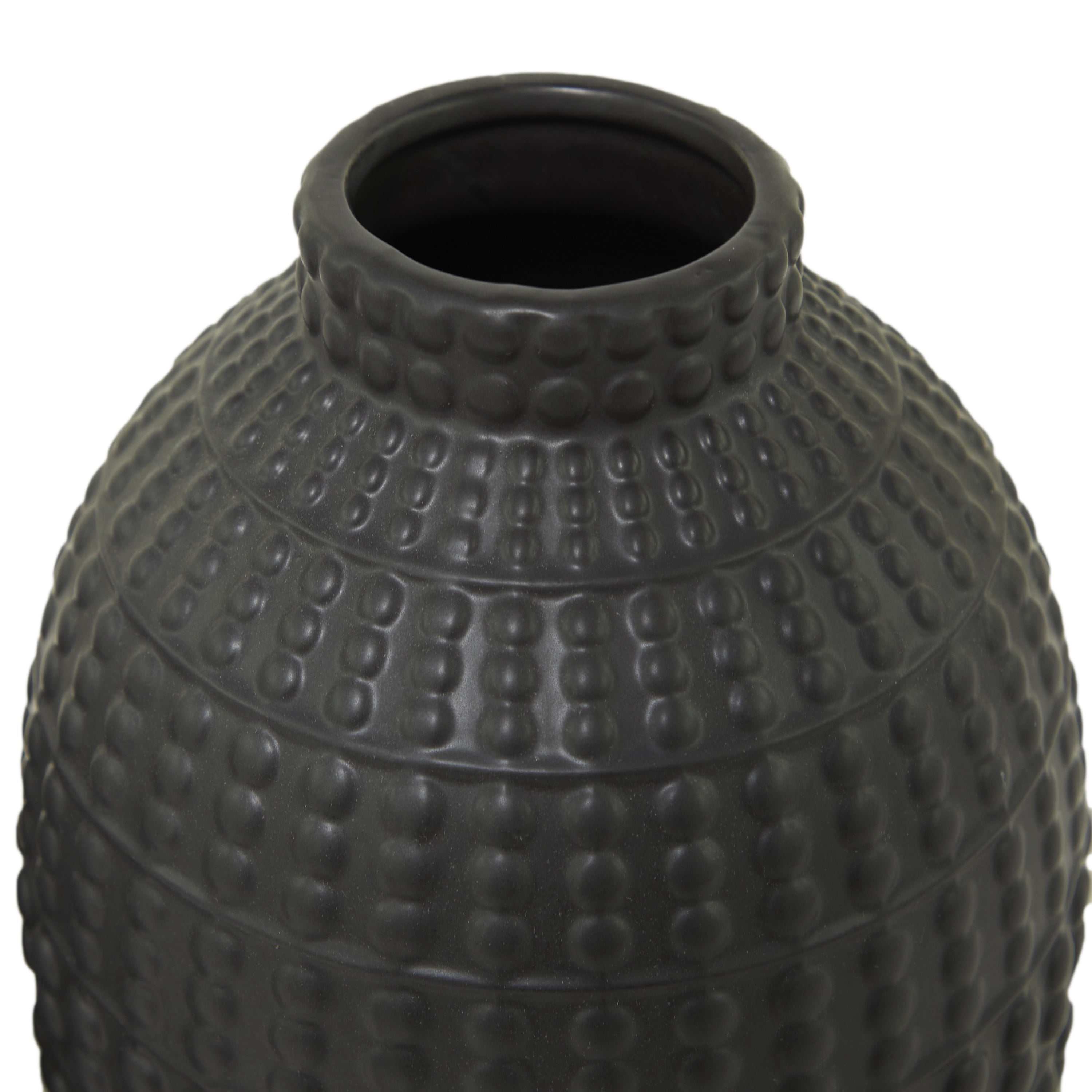 DecMode 16", 12"H Black Ceramic Vase, Set of 2
