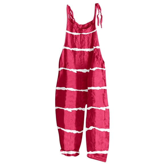 Women's Romper Jumpsuit Casual Summer One Piece Jogger Lace Up Hip Hop Overall Floral Printed Spring Wide Leg Plus Size Rompers Jumpers with Pockets