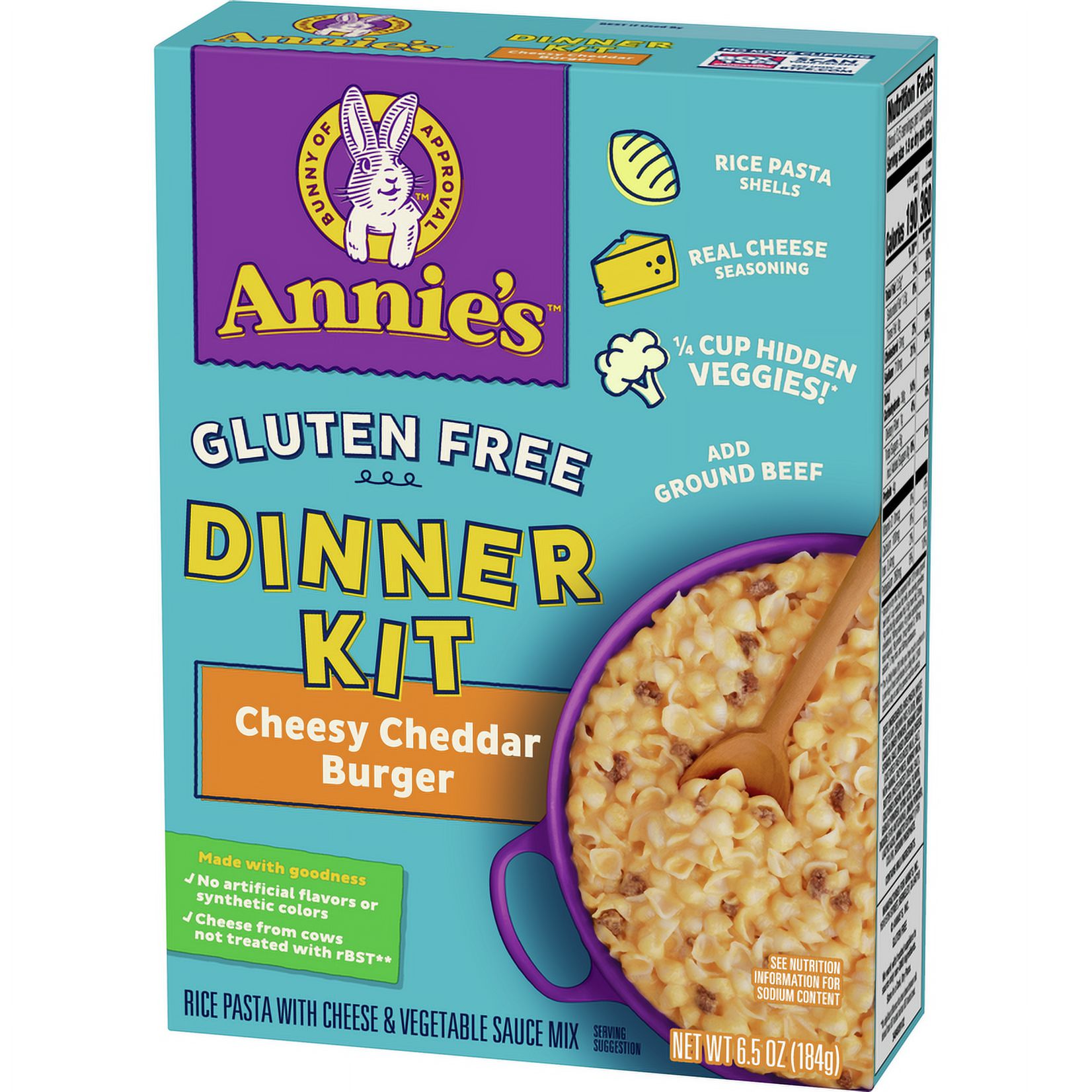 Annie's Gluten Free Pasta Dinner Kit, Cheddar Burger Macaroni and Cheese, 6.5 oz