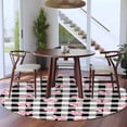 thumbnail image 3 of Round Area Rugs Collection 6 Ft, Valentine's Day Non-Slip Residential Carpet, Pink Bows Shining Stars Farmhouse Plaid Indoor Crawling Mats Runner Rugs for Living Room/Dining Room/Bedroom, 3 of 8