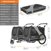 DOGGYHUT Premium XL Pet Bike Trailer & Stroller for Large Sized Dog or Multiple Small Dogs,Low Center of Gravity,Parking Brakes,Easy Folding Frame,Bicycle Carrier