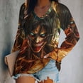 thumbnail image 2 of Attack On Titan Womens T Shirts V Neck Long Sleeve Tops Causal Loose Summer T-Shirts 3XL, 2 of 7