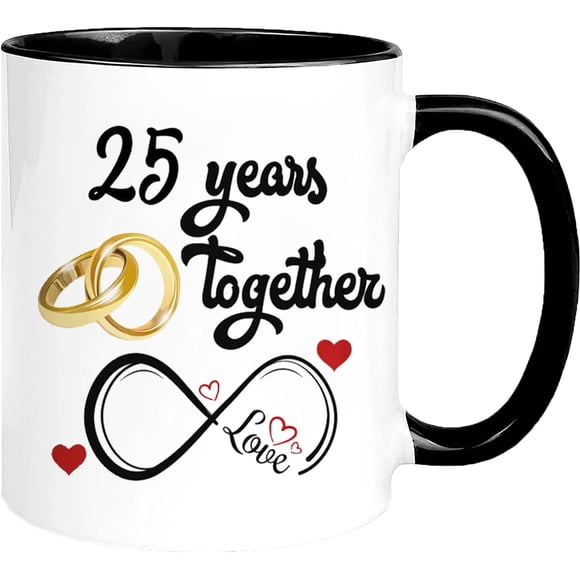 25th Wedding for Him Her, for Men Women Coffee Cup,25th from Husband to Wife,25nd Anniversary Mug for Husband & Wife,25 Years Together with Her,25 Years of Marriage Couple Coffee Mugs 11oz