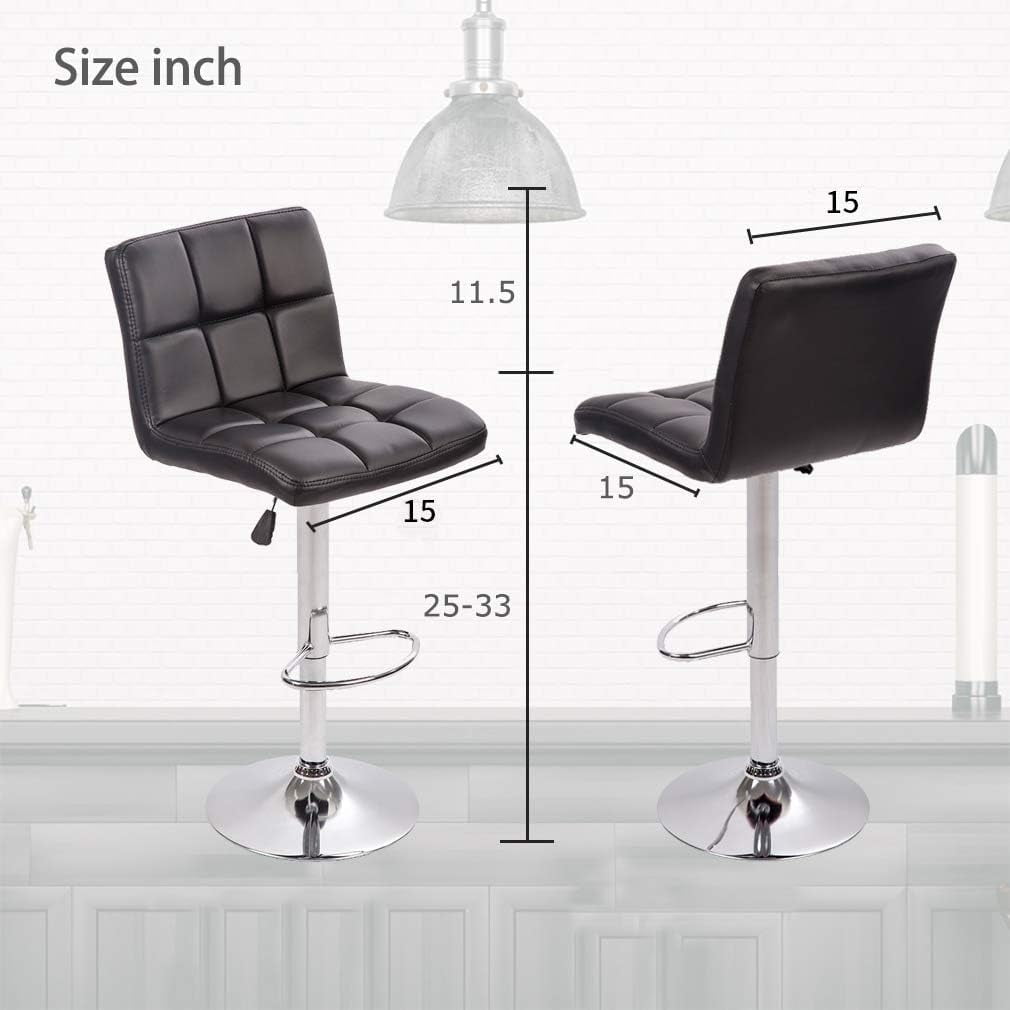 YRLLENSDAN Adjustable Bar Stools Set of 2, Kitchen Bar Stools Swivel Bar Stools with Back Bar Stools for Kitchen Counter, Black