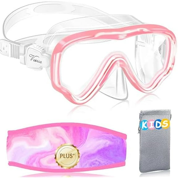 Kids Goggles Snorkel Mask Diving Mask Swimming Goggles with Nose Cover and Straps Cover for Kids and Youth Age 6-14