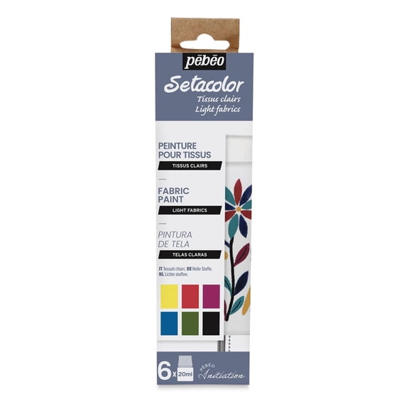 Pebeo Setacolor Fabric Paint - Light Fabrics, Set of 6