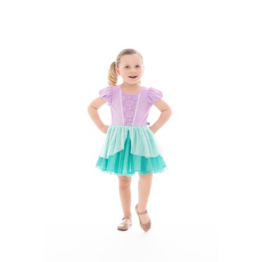 Disney Princess Toddler Girls Little Mermaid Cosplay Dress with Puff Sleeves, Sizes 12M-5T
