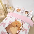 thumbnail image 3 of Erosebridal Cartoon Animals Capybara Twin Bedding,Cute Bowknots Kawaii Floral Duvet Cover Set For Kids Girls ,Reversible Pink 2 Pieces,No Comforter, 3 of 6