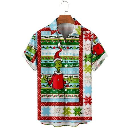 

Christmas Shirts Button Up with Pocket Tops for Men