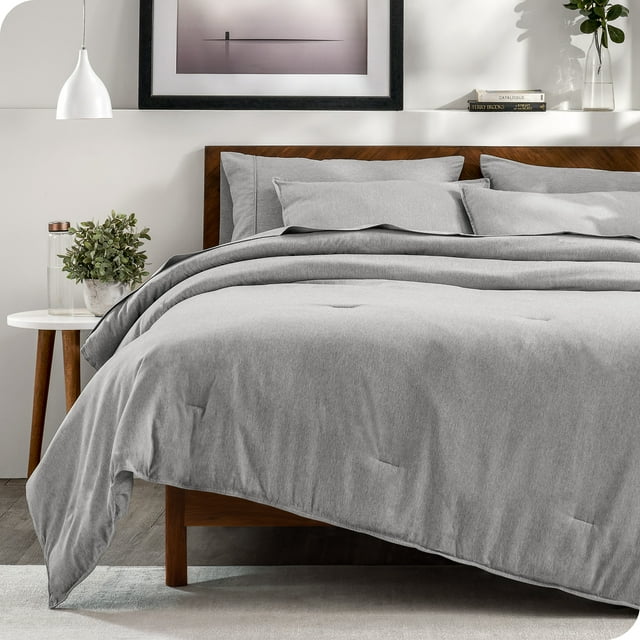 Bare Home Ensemble Literie Chinée 7 Pcs, Très Grand Lit, Gris Chiné