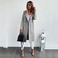 thumbnail image 1 of Qertyioot Plus Size Coat for Womens,Fashion Pocket Solid Button Lapel Cardigan Long Sleeve, 1 of 7