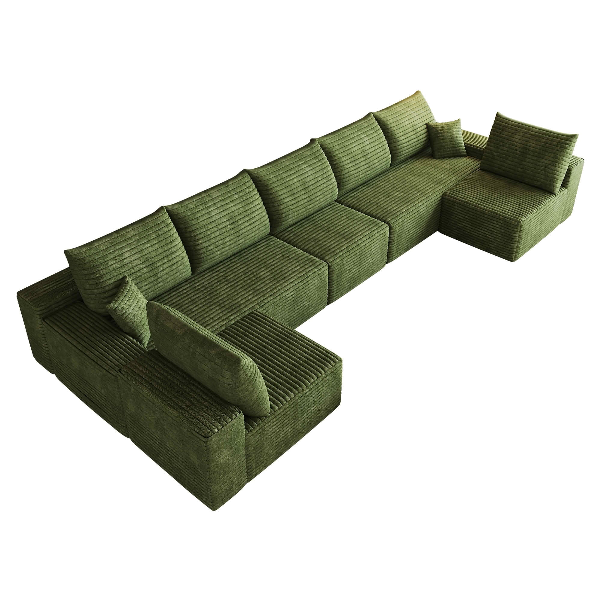 MAYEERTY 166 Inch U‑Shaped Cloud Sectional Sofa, Modern Minimalist Plush Corduroy Deep‑Seat Corner Couch, No Assembly Required for Living Room Apartment Bedroom