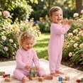 thumbnail image 6 of Nilvkv Newborn Onesies, Newborn Sleepers, Toddler Ribbed Round Neck Long Sleeve Romper Soft Cotton Lightweight Breathable Spring Summer One-Piece Pink 18-24 Months, 6 of 7