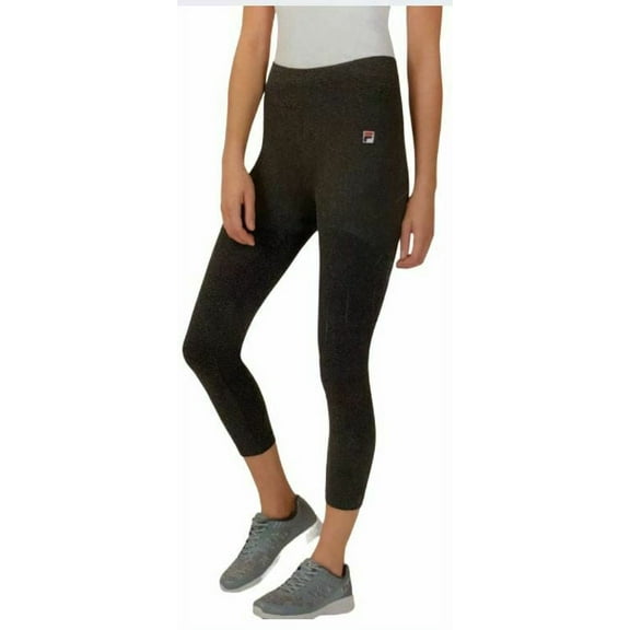 FILA  Women's Logo High Waist Capri Leggings (Black, Large)