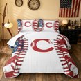 thumbnail image 2 of meiyoeat Baseball Initial C Quilt Full for Boys, Vintage USA Flag Print Full Bedspread Sets, 3pcs, 1 Comforter and 2 Pillowcases, 2 of 7