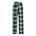 thumbnail image 6 of Usmixi Trousers for Women Classic Plaid Print Drawstring Elastic Waist Loose Flared Pants Casual Lightweight Homewear Long Pants with Pocket Green l, 6 of 6