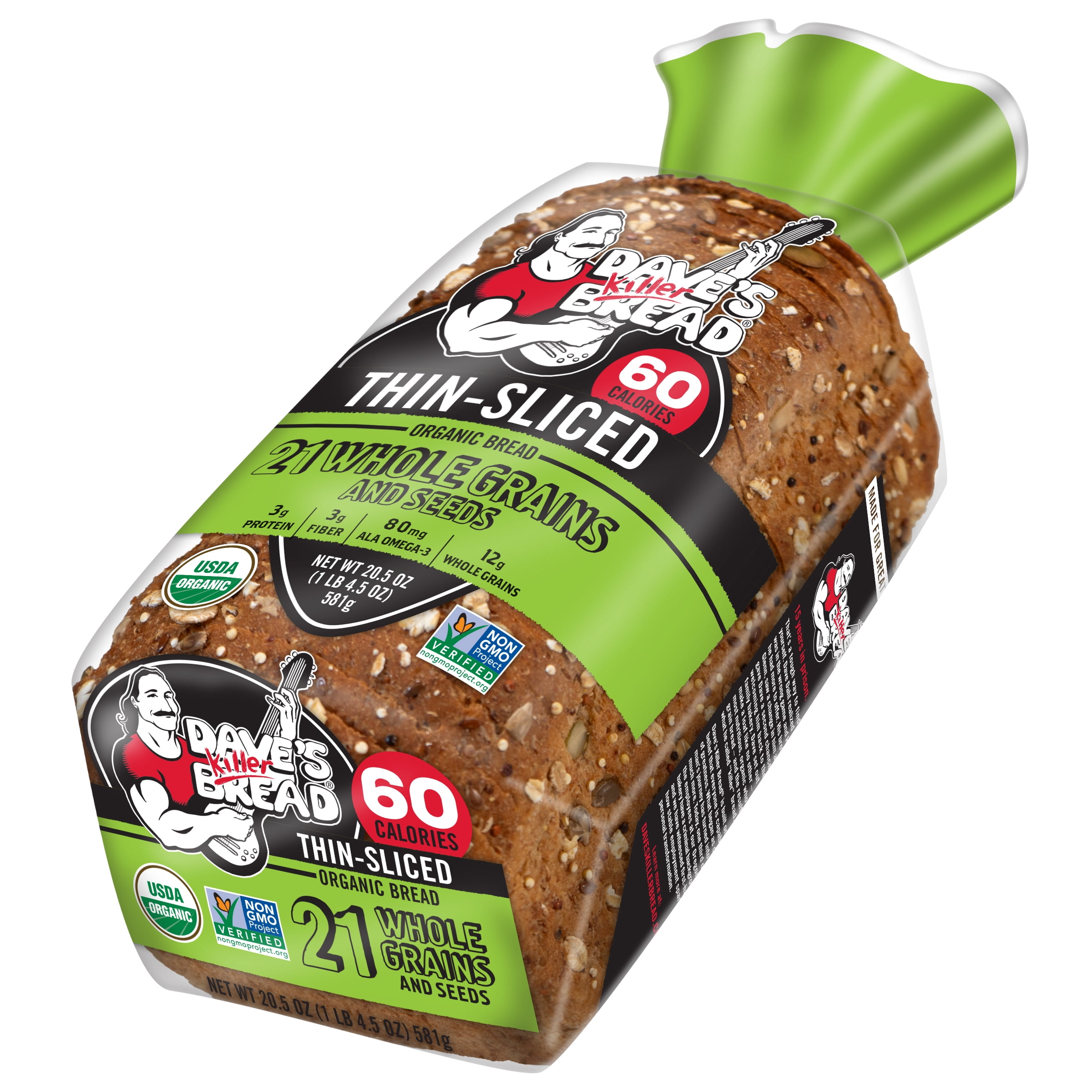 Dave's Killer Bread Organic Thin Sliced 21 Whole Grains and Seeds Bread, 20.5 oz
