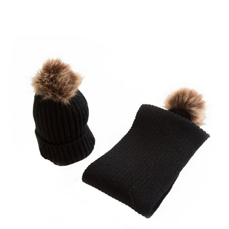 

BELLZELY Winter Scarfs for Women Clearance Baby Toddler Kids Boy Girl Solid Color Bib Knitted Hat 2-piece Knitted Cap
