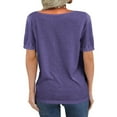 thumbnail image 2 of Deep V-neck Women Short Sleeved Casual Solid Colro T-shirt Tops, 2 of 2