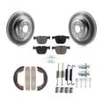 thumbnail image 1 of Transit Auto Rear Disc Coated Rotors Ceramic Pads Parking Brake Shoes and Hardware Kit for Car BMW 750i xDrive 750Li 550i GT Alpina B7 760Li B7L ActiveHybrid 7 KGC-103330, 1 of 11