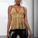 thumbnail image 5 of Top De Tirantes Brillante Top corto con cadena de diamantes de imitación, sin mangas, para mujer, sin espalda, traje de playa (oro XS) Ygjytge para Mujer oro T L, 5 of 7
