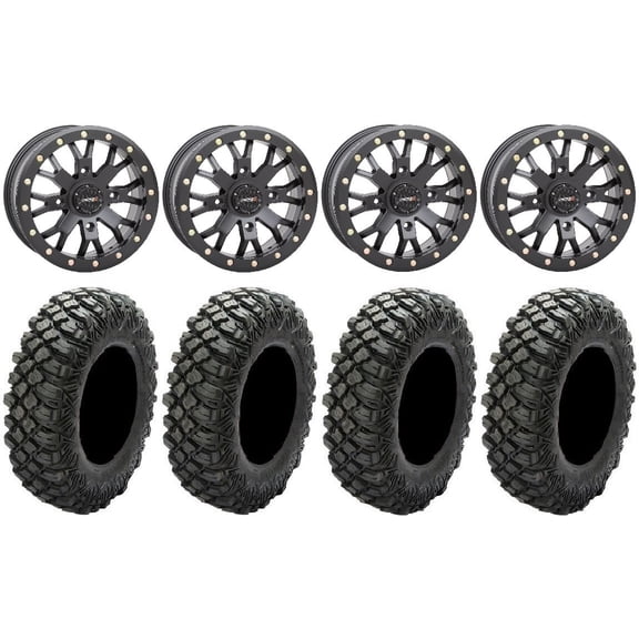 System 3 SB-4 Black (4 3) 15" Wheels 35" Crawler XG Tires Kawasaki Teryx Mule