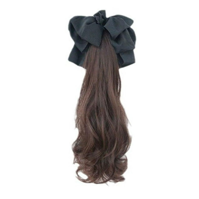 Extension de Cheveux Queue de Cheval Ondulée et Bouclée à Joli Nœud, Pince à Griffes en Fibre Synthétique Résistante à la Chaleur de 22 Pouces pour Femmes, Style Réaliste à Mi-Hauteur