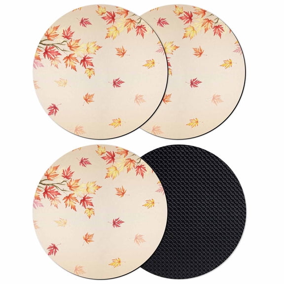 Fall Coasters Set of 4, Absorbent Coasters for Drinks, Thanksgiving Maple Leaf Orange Red Botanical Ombre Coaster for Desk Coffee Table Protection, Home Decor House Warming Gifts 4"