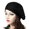 thumbnail image 2 of DLAPL Women French Beret hat Solid Color Floral Warm Beret Cap (Flower Black), 2 of 5