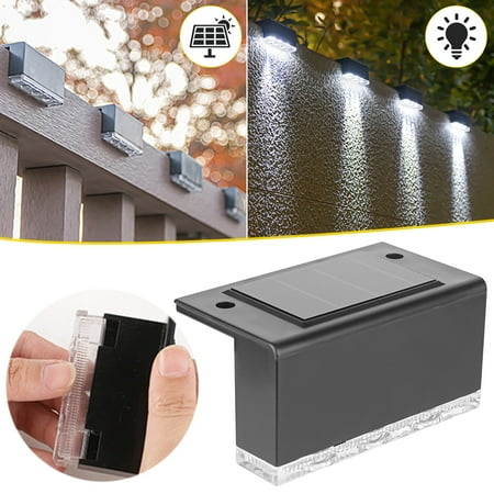 

Rwvbm 4 PCS LED Solar Stair Lights Outdoor Illumination for Garden Yard Fence & Wall Energy-Efficient Steps Lighting Garden Light for Yard Home Christmas Lamp Decor Sale Savings(Black)