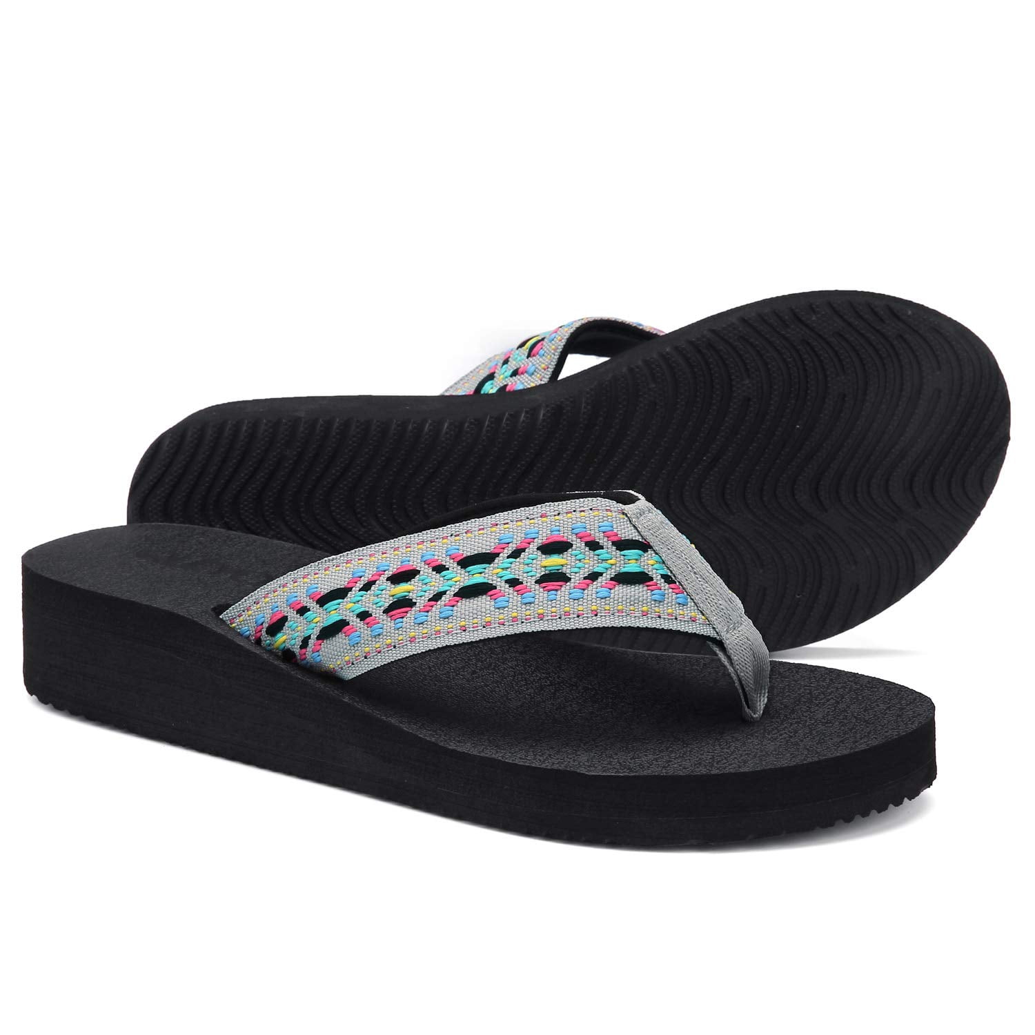 QLEYO Women's Platform Flip Flop with Arch Support, Comfortable Yoga Mat  Wedge Flip-Flops, Athletic Walking Thong Slippers for Vacation/Shopping  Mall/Wandering/Gathering - Walmart.com