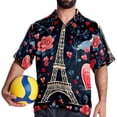thumbnail image 4 of Eiffel Tower Valentine's Day Men's Casual Hawaiian Shirts, Printed Button Down Short Sleeve Summer Beach Tops with Spread Collar - Unisex, 4 of 6