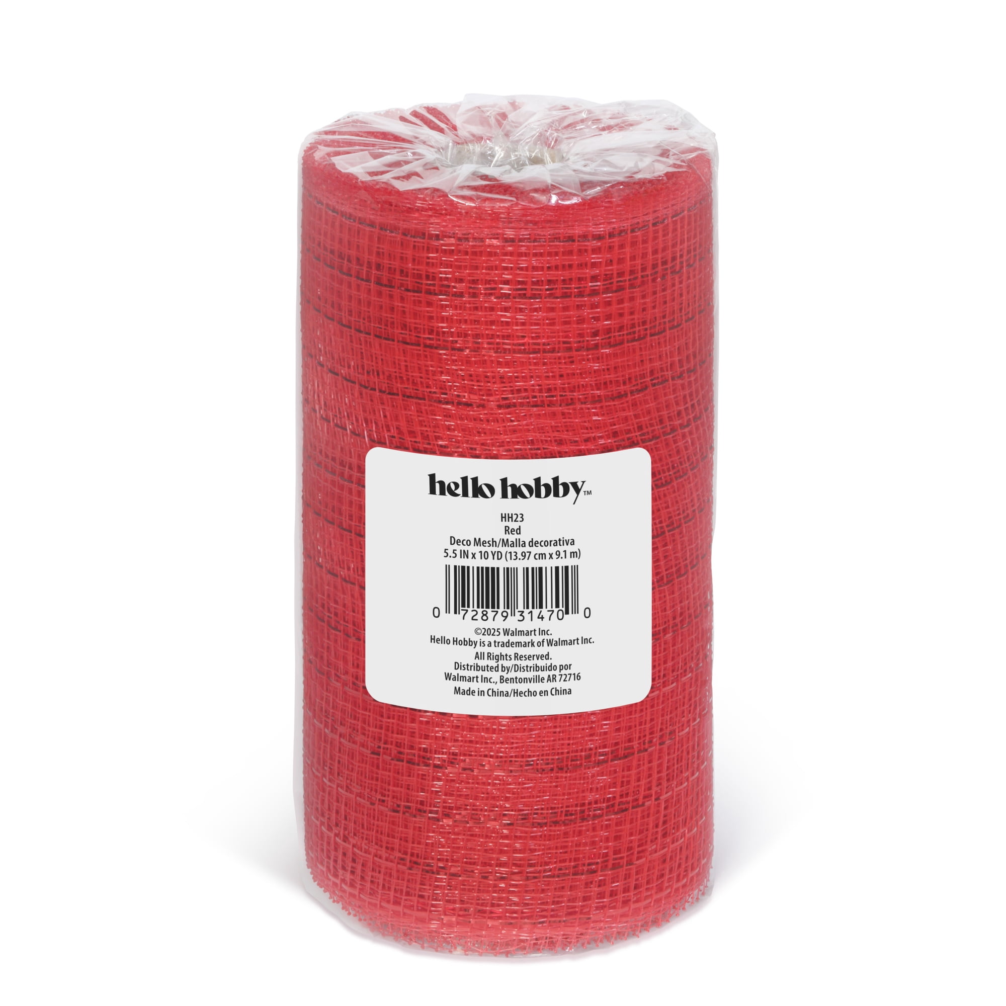 Hello Hobby Red Deco Mesh for Crafts, Ribbons and Decorations, 5.5 in x 10 yd