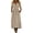 Khaki, variant on Purcolt Women's Cotton Linen Maxi Dress Casual V Neck Long Sleeves Loose Sundress Summer Beach Shirt Dress with Pockets