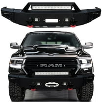 Vijay Compatible with 2019-2020-2021-2022-2023-2024 Dodge RAM 1500 and RAM 1500 Rebel Front Bumper Textured Black Steel with Light and D-ring (NOT for Classic)