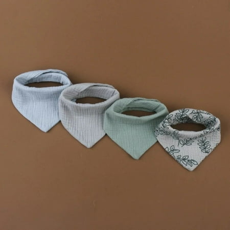 4Pcs/Lot Baby Bibs Muslin Cotton Stuff Newborn Solid Color Snap Button Soft Saliva Towel Burp Cloth Feeding Drool Bibs SET10
