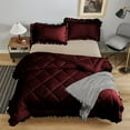 thumbnail image 2 of DNG Creations 1 Piece Ruffle Diamond Comforter All Season 550 GSM California King Size - 800 Threads Count, 100% Egyptian Cotton Solid Wine Colour, 2 of 7
