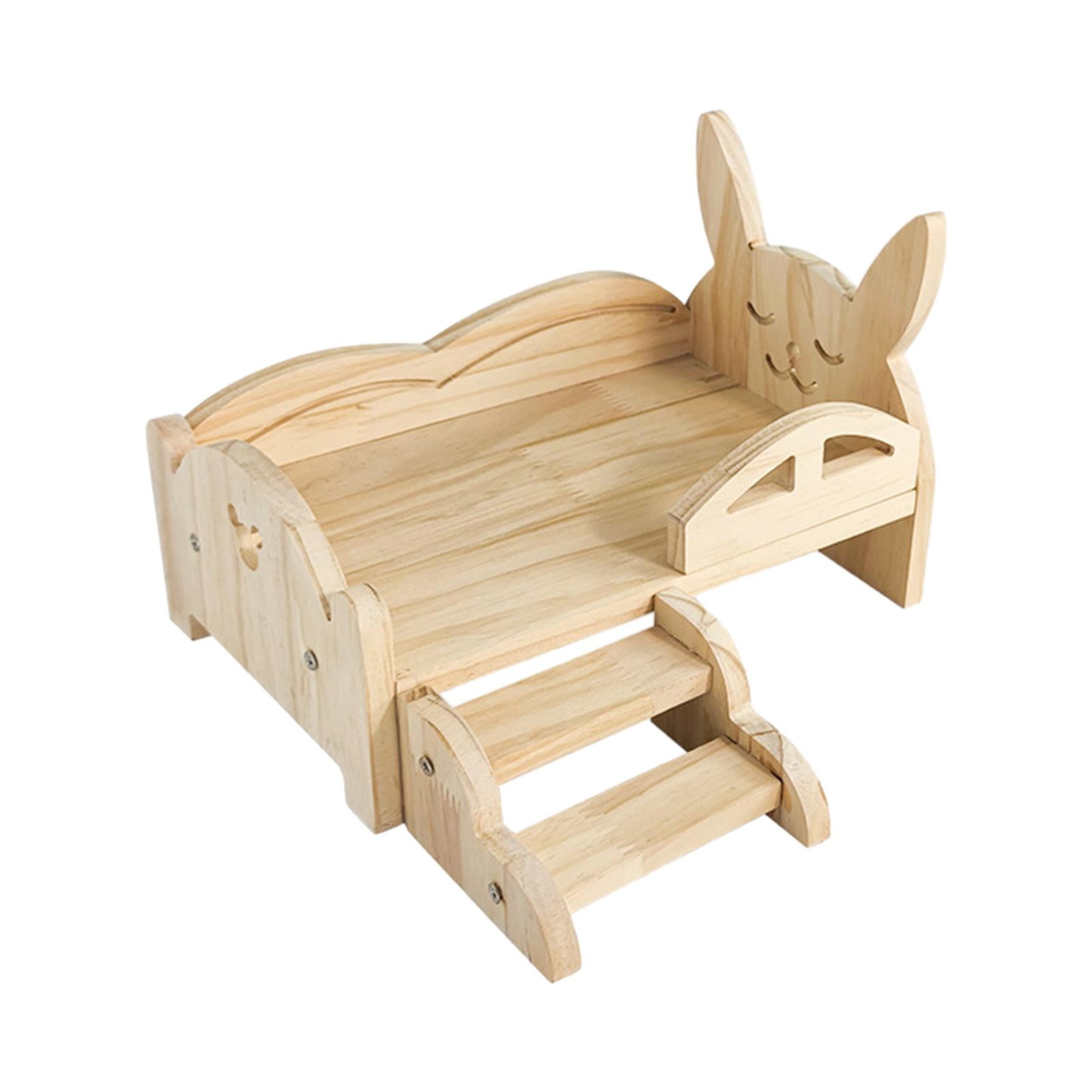 Wooden Guinea Pig Bed Small Animals Bed Durable with Steps Playing Sleeping Hiding Hideout for Rabbits Chinchillas Hedgehogs Small Rabbit