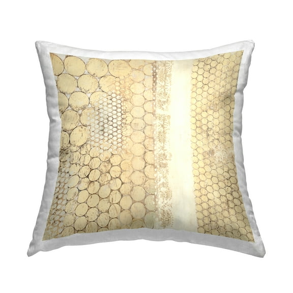 Stupell Industries Patterned Beige Abstract Shapes Square Decorative Printed Throw Pillow, 18 x 18