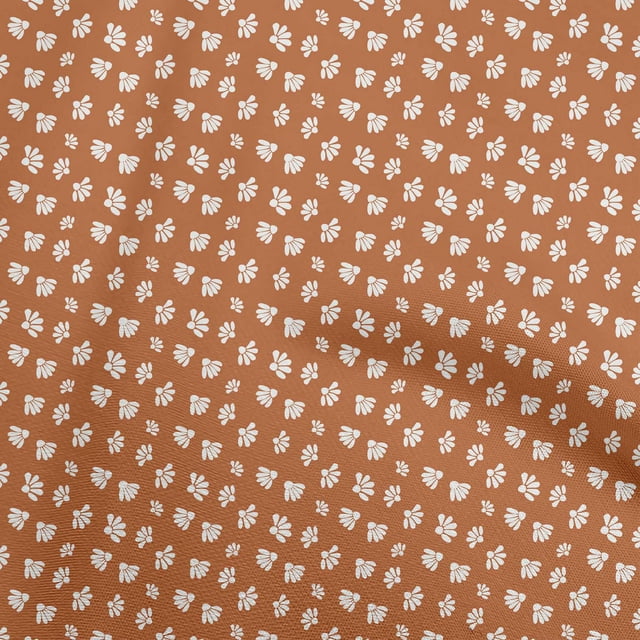 oneOone Georgette Viscose Tissu Orange Floral Matière de Robe Tissu Imprimé Tissu au Mètre 42 Pouces de Large