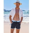 thumbnail image 3 of COOFANDY Men's Swim Trunks Quick Dry Swimsuit Color Block Bathing Suit 3 Inch Swimwear Blue, 3 of 7