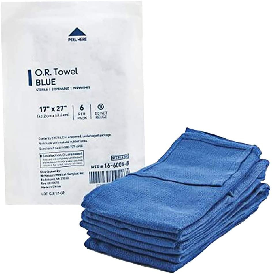 Operating Room Towels 17" x 27". Pack of 80 Blue OR Towels for Medical