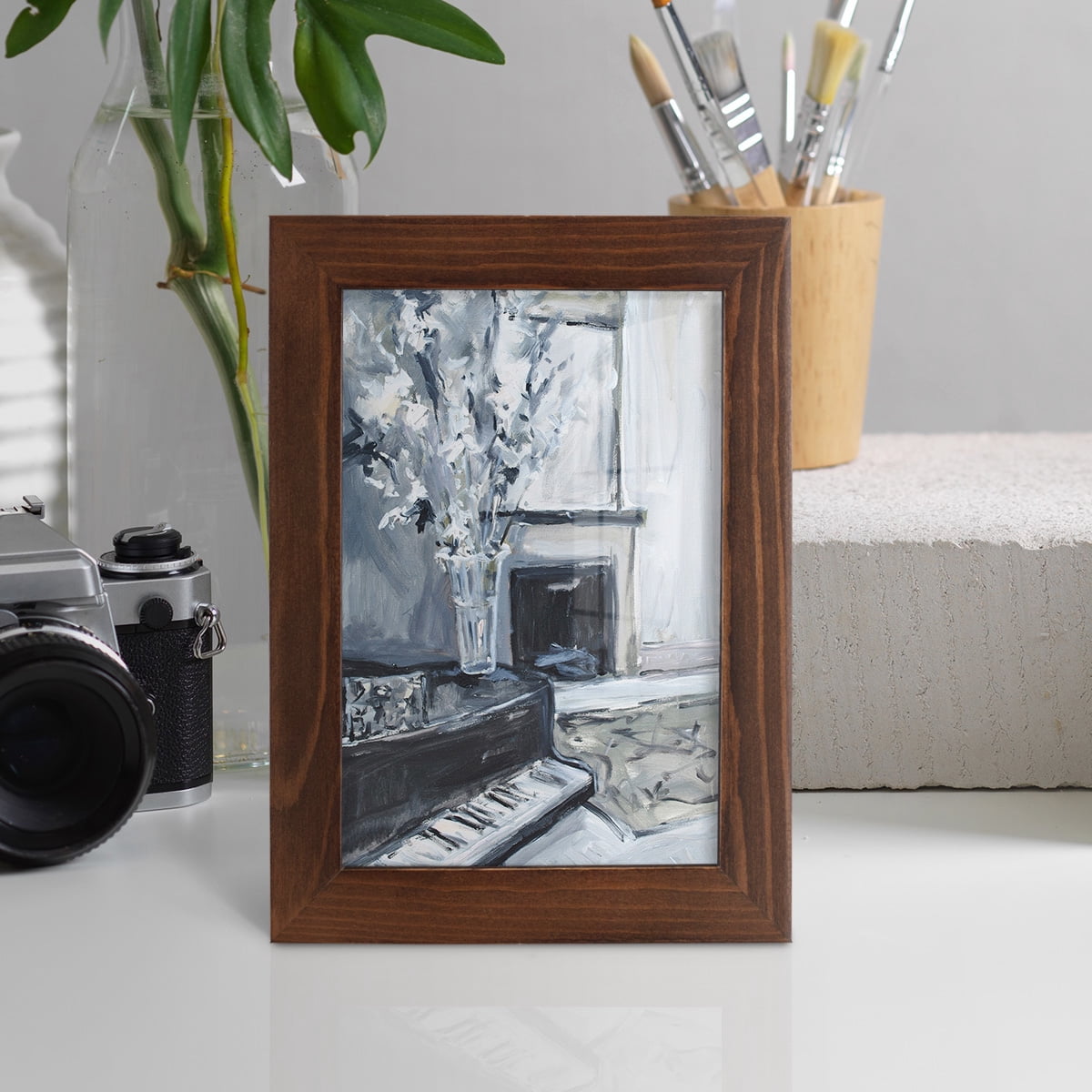 Piano Blues III - Framed Print w/glass - Chestnut