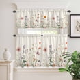 thumbnail image 2 of 3 Piece Kitchen Curtains and Valances Set Summer Floral Botanical Cafe Curtains 24 Inch Length Spring Botanical Vintage Valance & Tier Curtain for Living Room Bedroom Small Window 54"x18"+27"x24"*2, 2 of 6